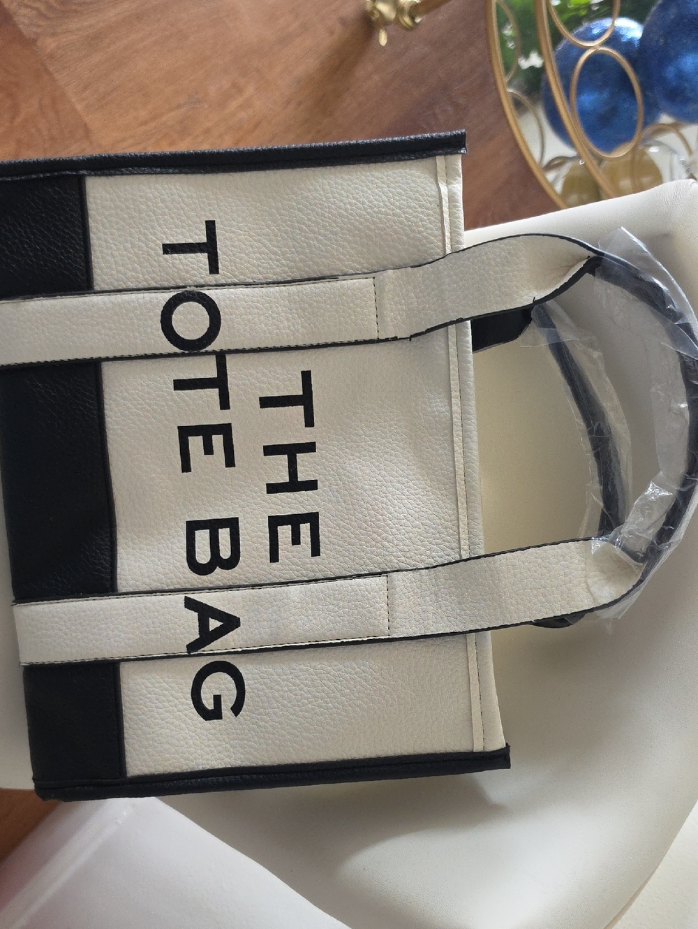 The Tote Bag Small Two-Tone Black & White Leather Tote